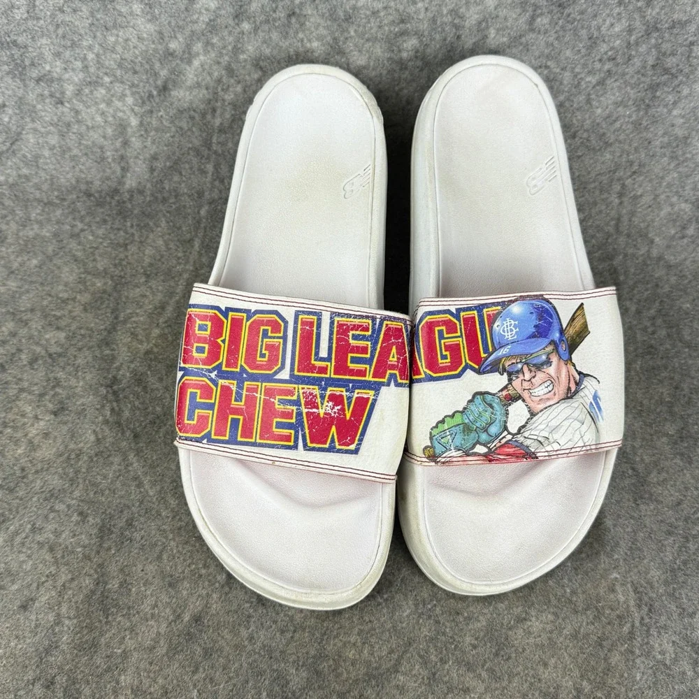 New Balance 200 Big League Chew Slides Mens 9 White Red Blue SMF200G Sandals